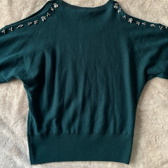 ✅ Host Pick ✅ Anthropologie Knitted & Knotted Bejeweled Sweater Teal Size SP - Picture 7 of 7